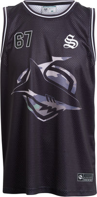 Cronulla Sharks 2027 NRL Mens Camo Basketball Singlet