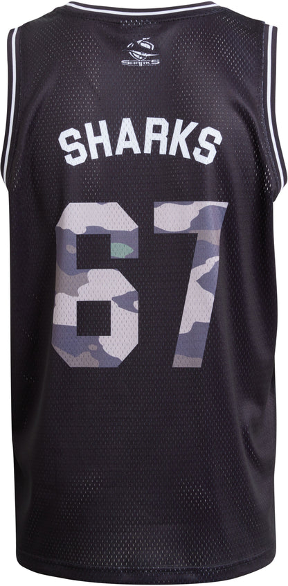 Cronulla Sharks 2027 NRL Mens Camo Basketball Singlet
