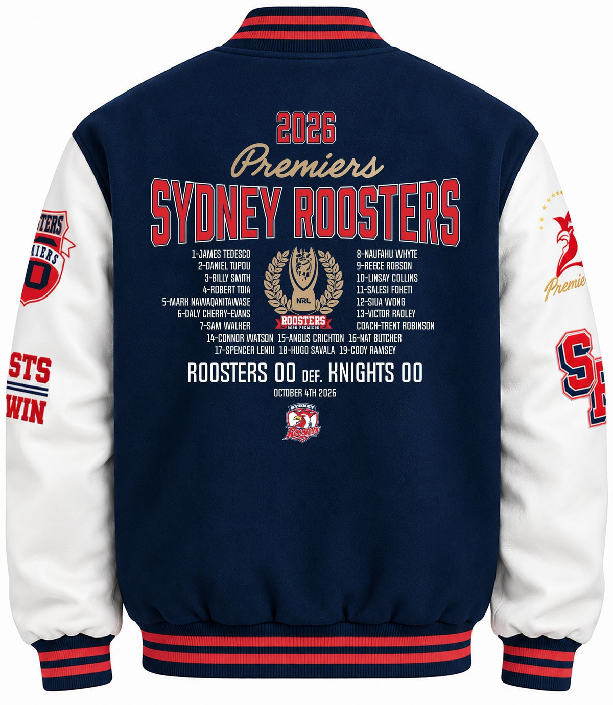 Sydney Roosters 2026 NRL Mens Premiers Varsity Jacket *PRESALE*
