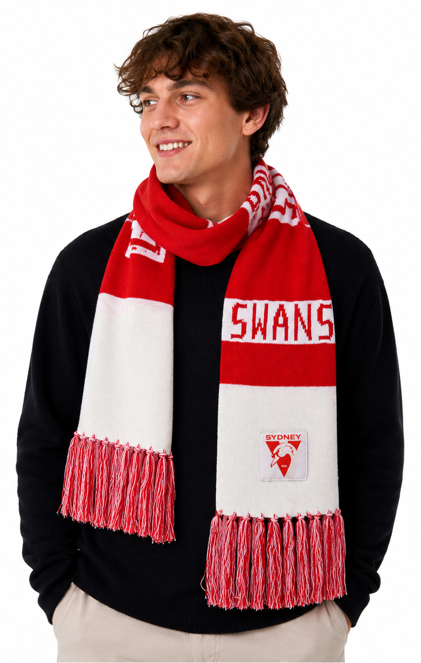 Sydney Swans 2026 AFL Mens Traditional Bar Scarf