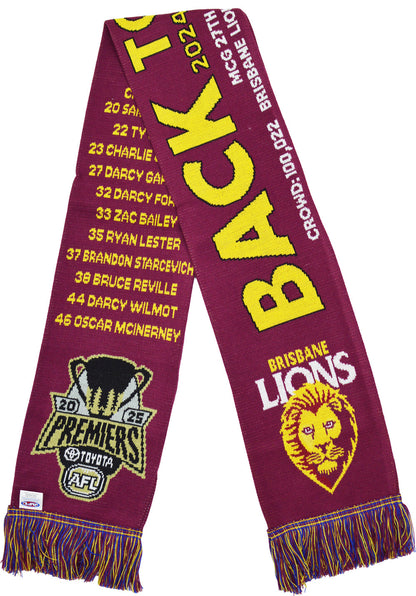 Brisbane Lions 2025 AFL Premiers Scarf