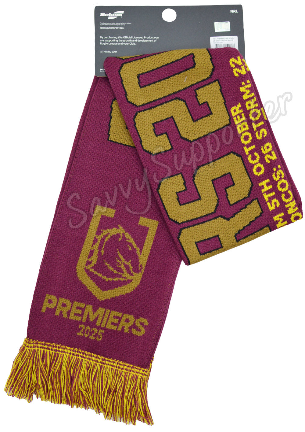 Brisbane Broncos 2025 NRL Premiers Scarf