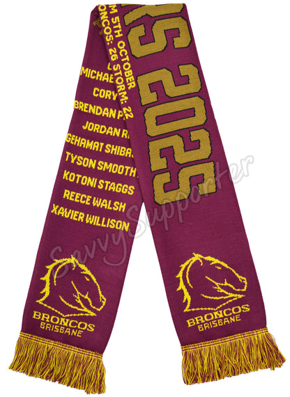 Brisbane Broncos 2025 NRL Premiers Scarf