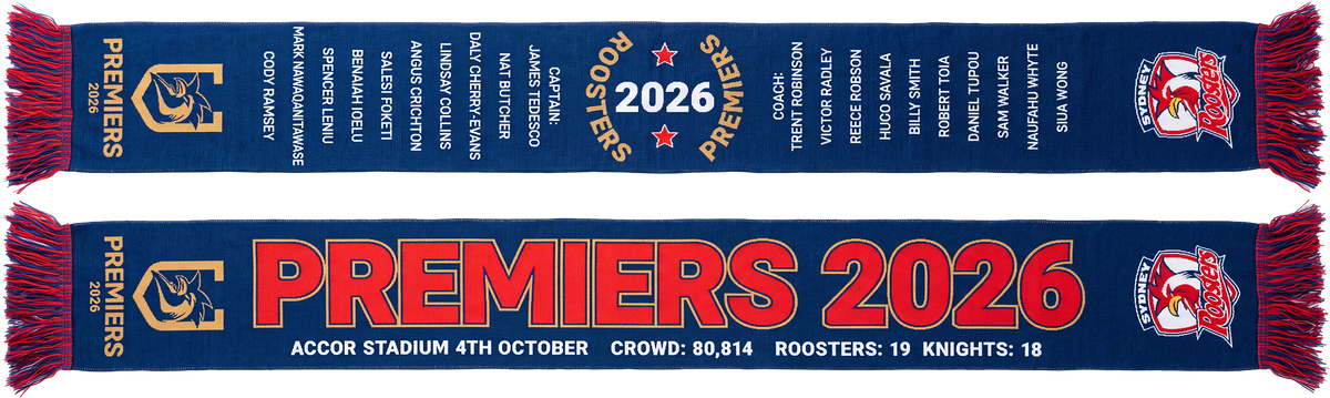 Sydney Roosters 2026 NRL Premiers Scarf *PRESALE*