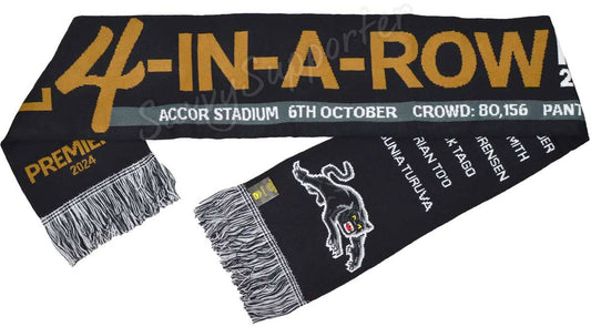 Penrith Panthers 2024 NRL Premiers '4 IN A ROW' Scarf