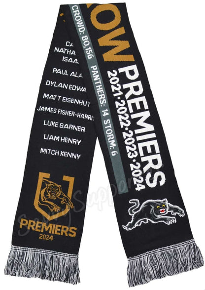 Penrith Panthers 2024 NRL Premiers '4 IN A ROW' Scarf