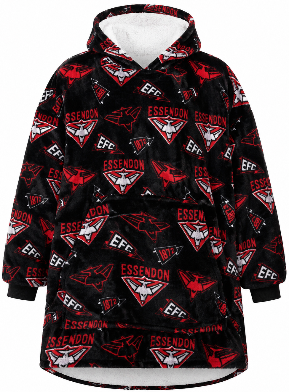 Essendon Bombers AFL Adults Sherpie Snugget Onesie Oversized Hoody
