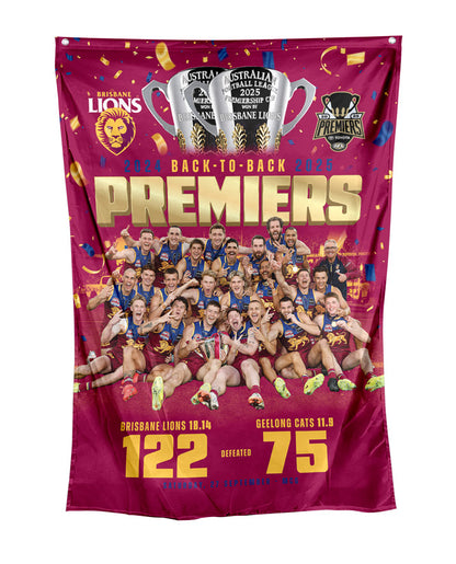 Brisbane Lions 2025 AFL Premiers Team Wall Flag