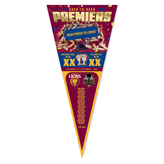 Brisbane Lions 2025 AFL Premiers Team Pennant  *PRESALE*