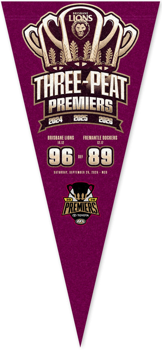Brisbane Lions 2026 AFL Premiers Score Pennant