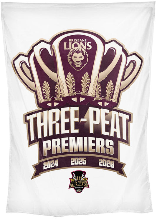 Brisbane Lions 2026 AFL Premiers Score Wall Flag *PRESALE*