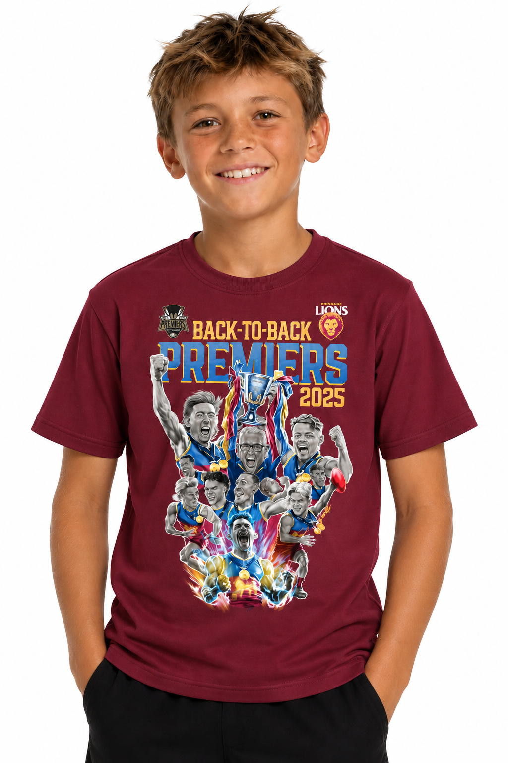Brisbane Lions 2025 AFL Kids Grange Premiership Celebration Shirt