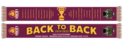 Brisbane Lions 2025 AFL Premiers Scarf