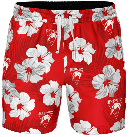 Sydney Swans AFL Mens Aloha Volley Swim Shorts