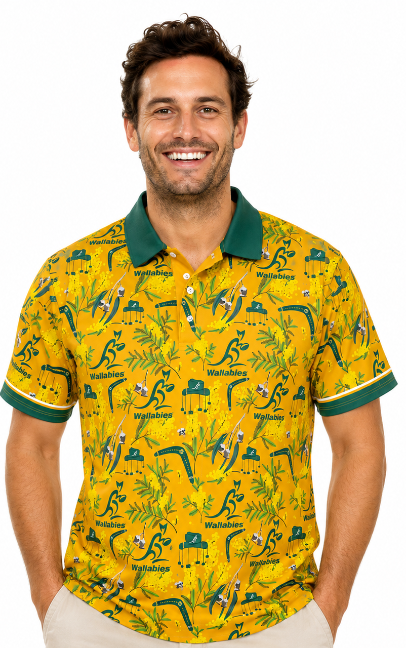 Australian Wallabies Rugby Union Mens Hawaiian Shirt