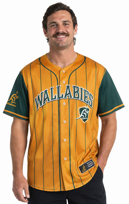 Australian Wallabies Rugby Union Mens Slugger Baseball Shirt