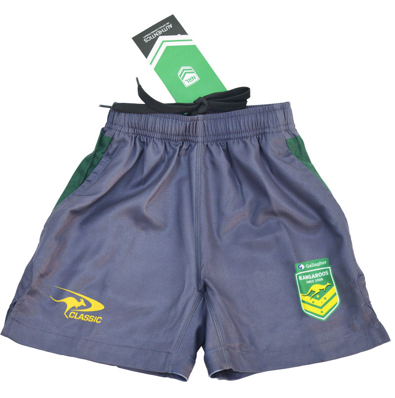 Australian Kangaroos NRL Kids Grey Gym Training Shorts