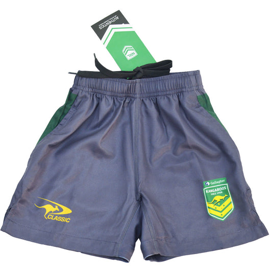 Australian Kangaroos 2024 NRL Kids Grey Gym Training Shorts
