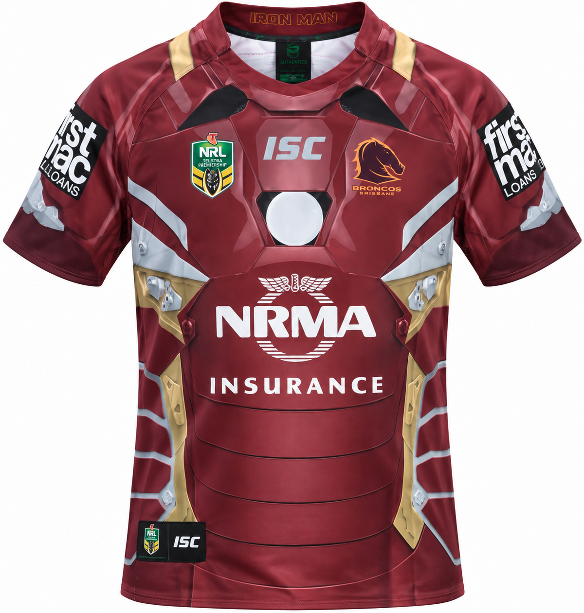 Brisbane Broncos NRL Mens Ironman Jersey L only