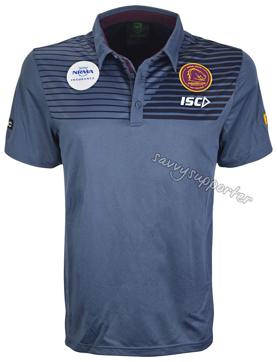 Brisbane Broncos 2018 NRL Mens Steel Performance Polo