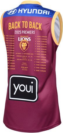 Brisbane Lions 2025 AFL Ladies Premiers Guernsey  *PRESALE*
