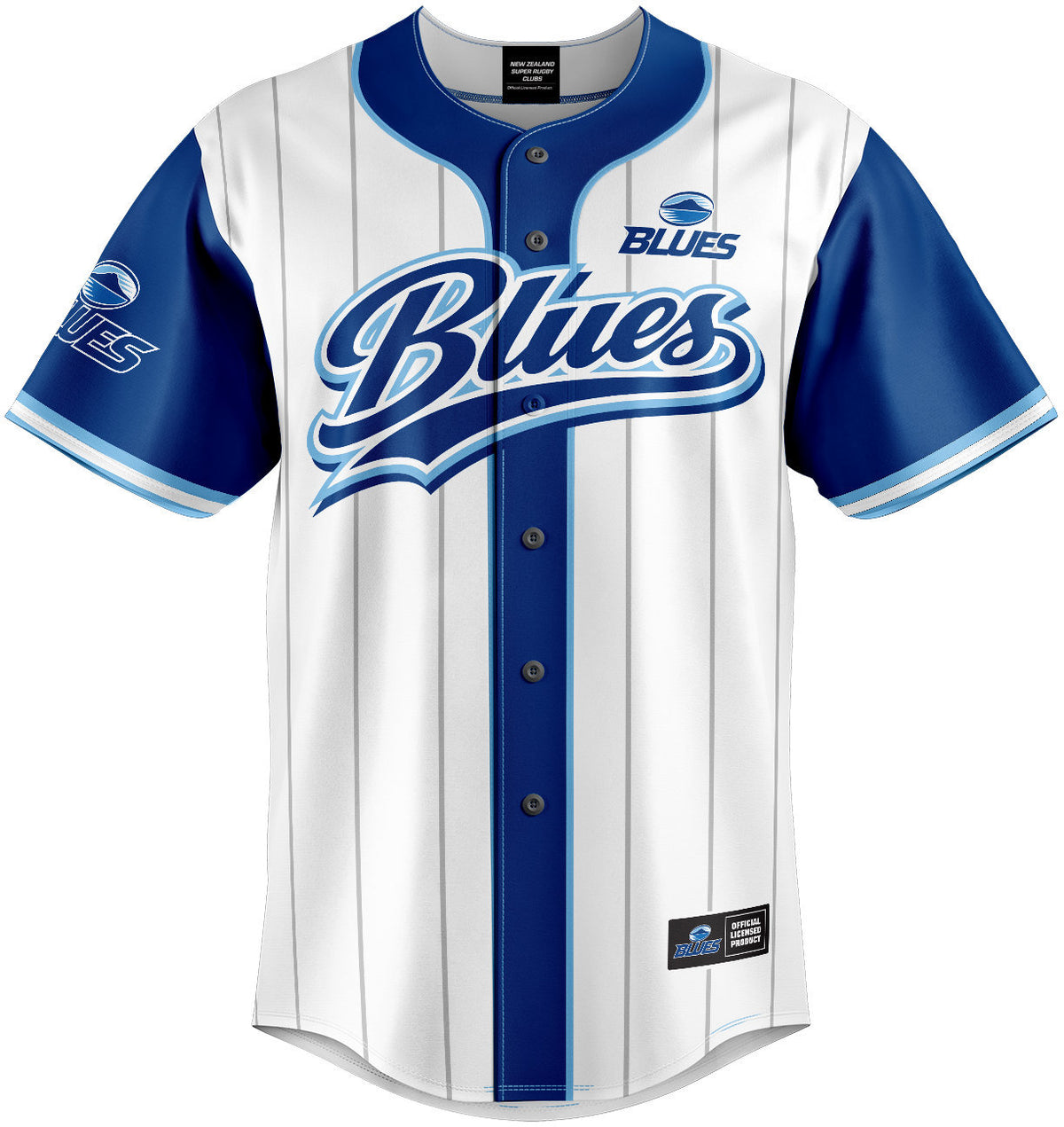 Auckland Blues Rugby Union Mens Shortstop Baseball Shirt