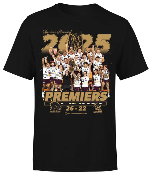 Brisbane Broncos 2025 NRL Mens Premiers Podium Photo Shirt