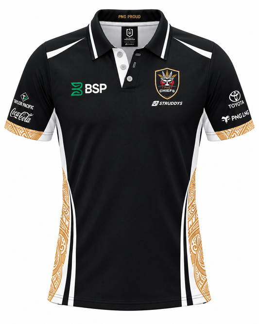 PNG Chiefs 2027 NRL Mens Foundation Dark Media Polo Shirt