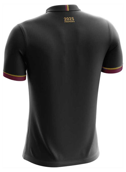 Brisbane Broncos 2025 NRL Mens Premiers Black Polo Shirt  *PRESALE*