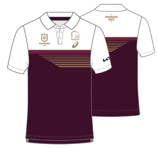 Brisbane Broncos 2025 NRL Mens Asics Premiers Polo Shirt  *PRESALE*