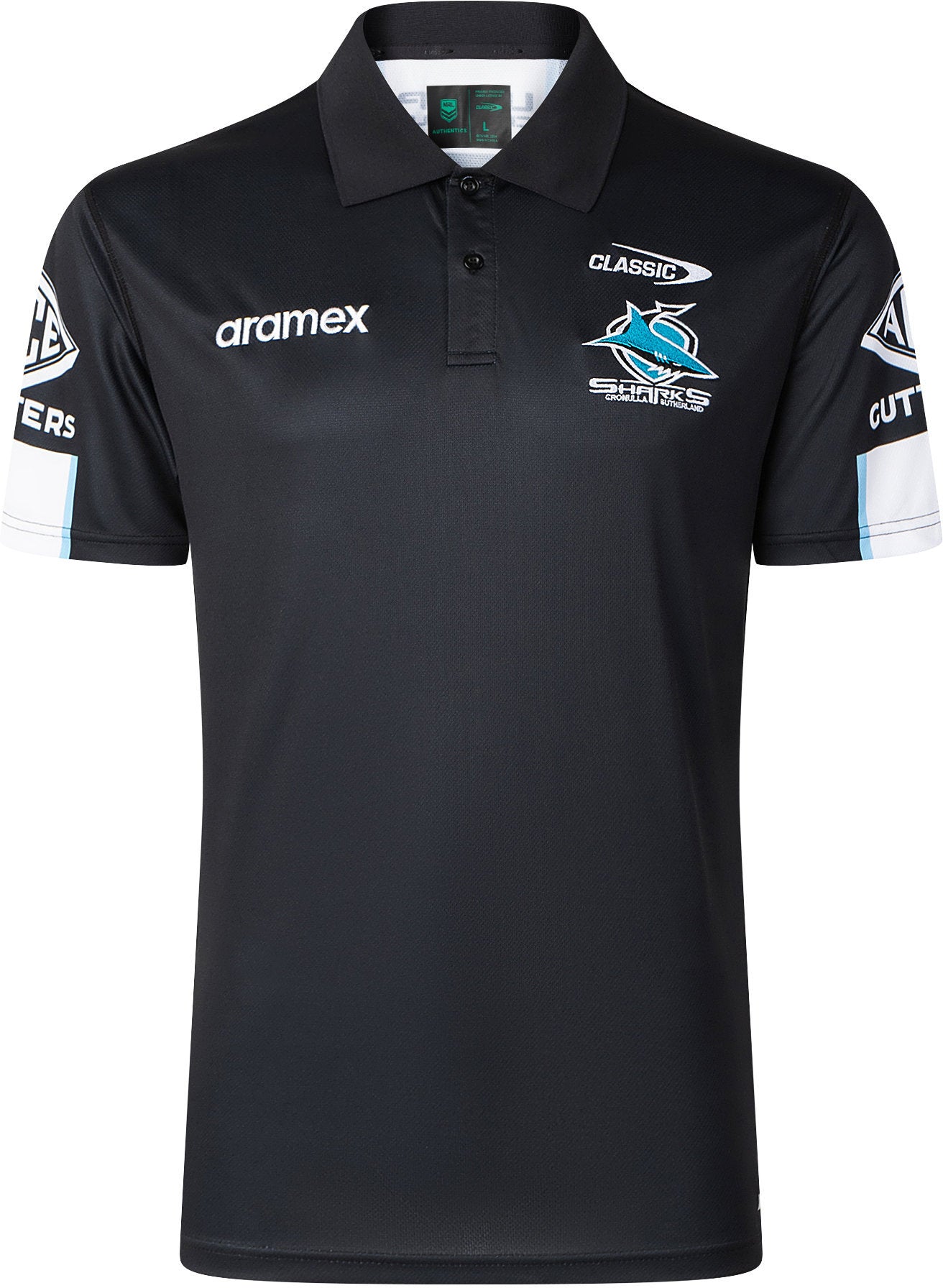 Cronulla Sharks 2026 NRL Ladies Black Media Polo Shirt