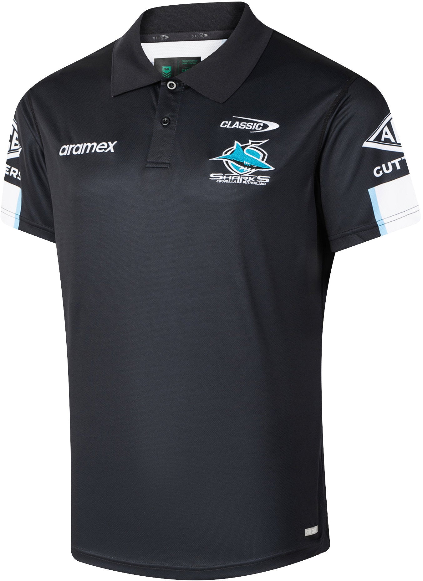 Cronulla Sharks 2026 NRL Mens Black Media Polo Shirt