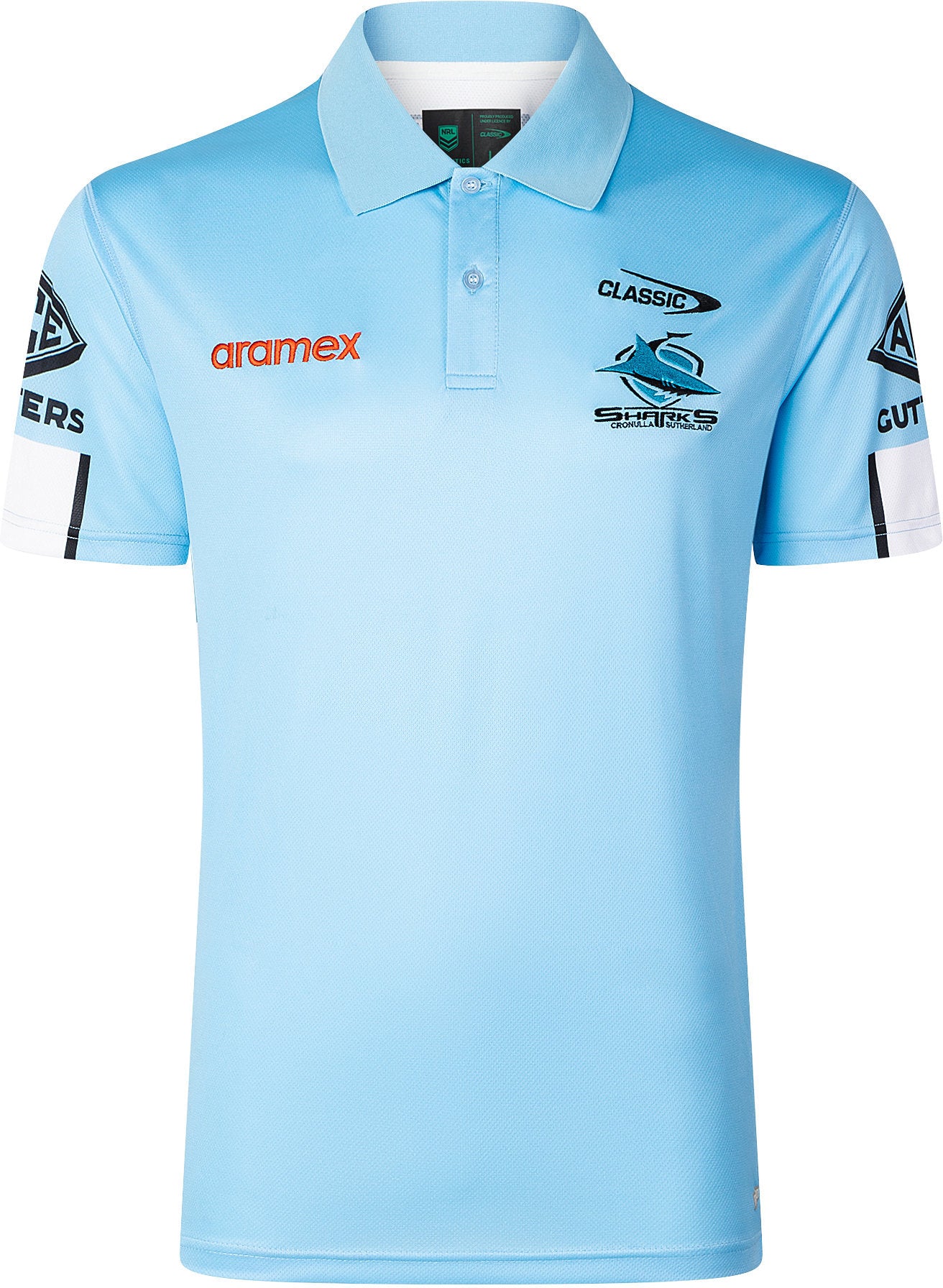 Cronulla Sharks 2026 NRL Mens Sky Blue Players Polo Shirt