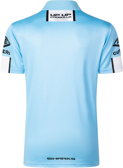 Cronulla Sharks 2026 NRL Mens Sky Blue Players Polo Shirt