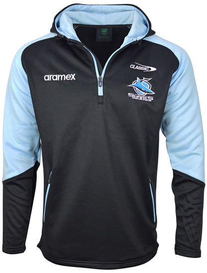 Cronulla Sharks NRL Mens 1/4 Zip Warm Up Fleece Hoody
