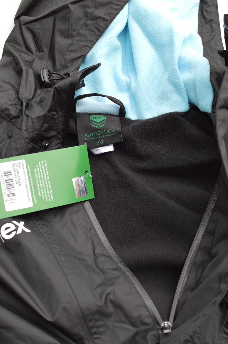 Cronulla Sharks NRL Mens Wet Weather Jacket - INNER FLEECE !!!