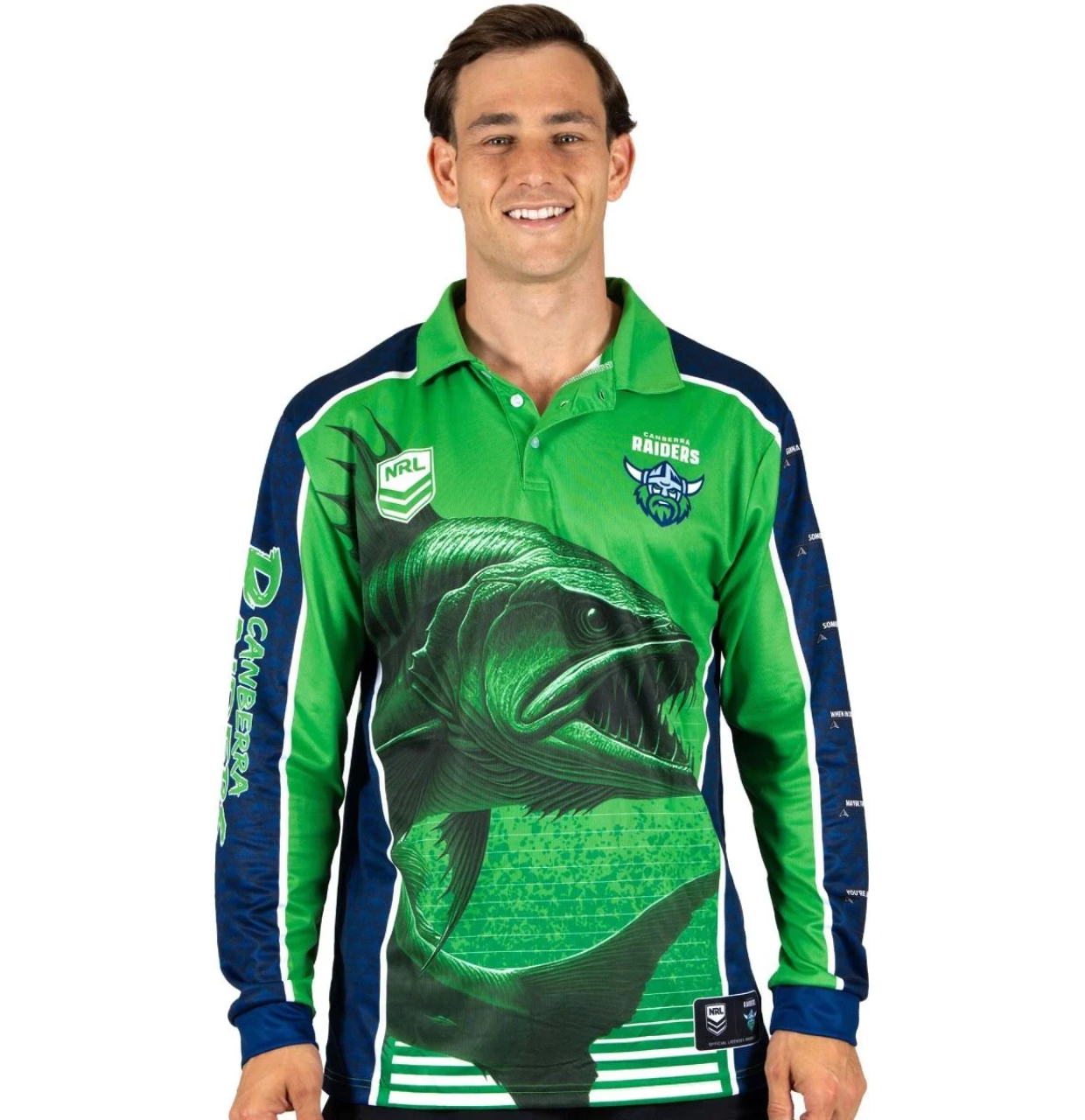 Canberra Raiders 2025 NRL Mens Barracuda Fishing Shirt