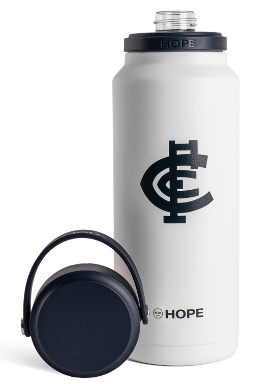 Carlton Blues 2026 AFL  White 1 Litre Insulated Stainless Steel Drink Bottle