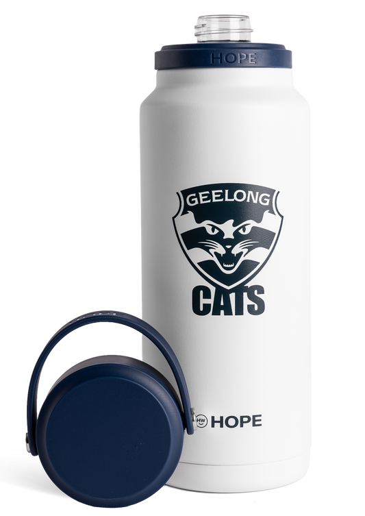Geelong Cats 2026 AFL  White 1 Litre Insulated Stainless Steel Drink Bottle