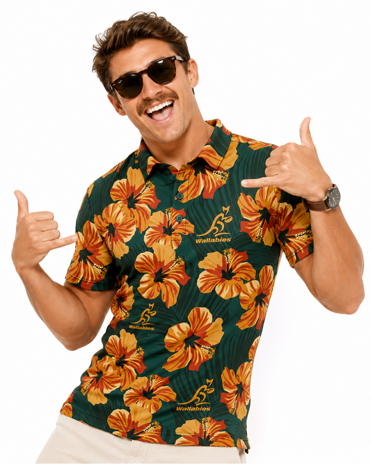 Australian Wallabies Rugby Union Mens Aloha Golf Polo Shirt