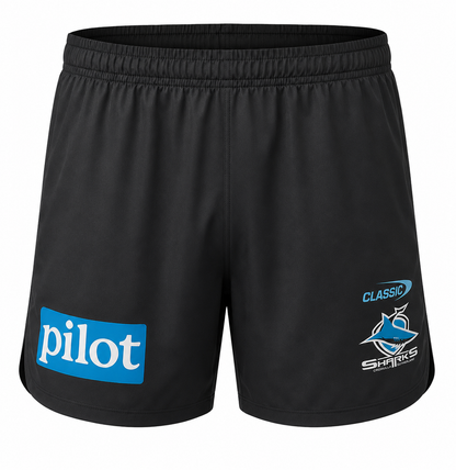 Cronulla Sharks NRL Mens Training Shorts Zipper