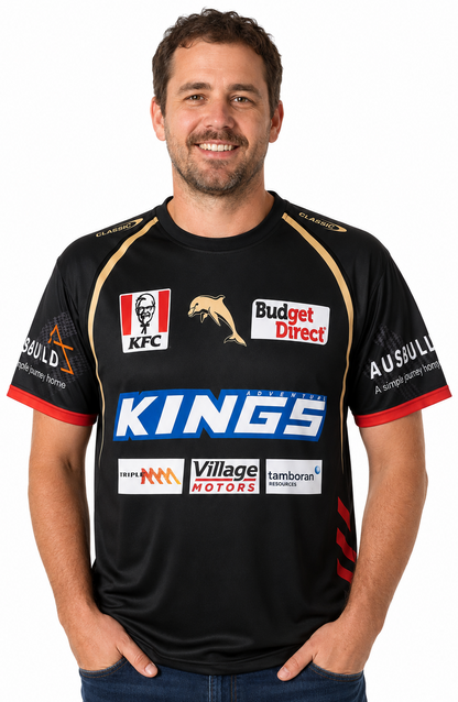 Dolphins NRL Mens Black Training Shirt