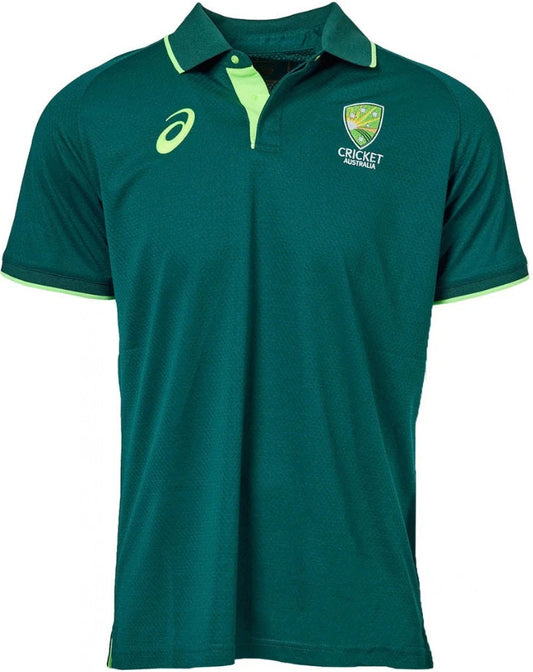Cricket Australia 2027 Mens Dark Green Travel Polo Shirt