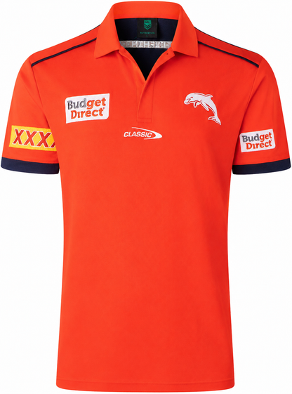 Dolphins 2026 NRL Mens Red Players Polo Shirt