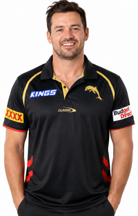 Redcliffe Dolphins NRL Mens Black Media Polo Shirt