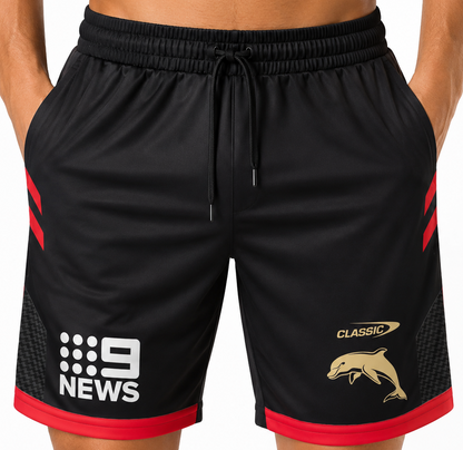 Redcliffe Dolphins NRL Mens Zip Training Shorts 4XL + 5XL