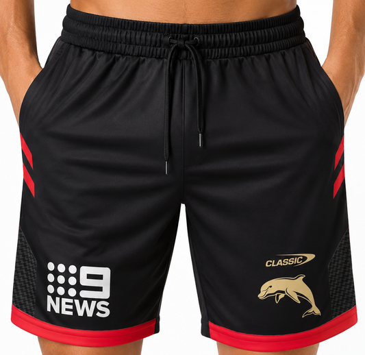 Redcliffe Dolphins NRL Mens Zip Training Shorts 4XL + 5XL