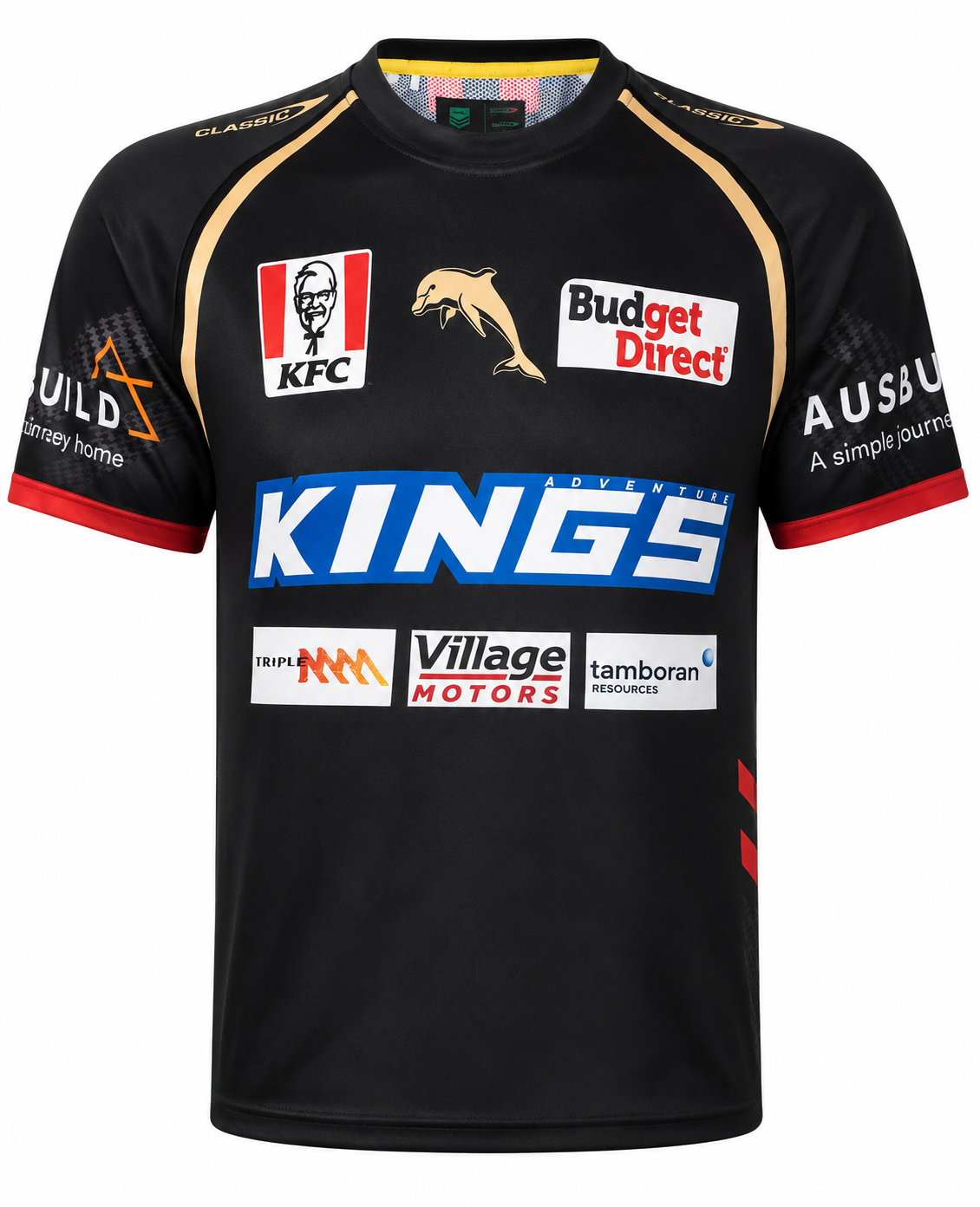Dolphins NRL Mens Black Training Shirt