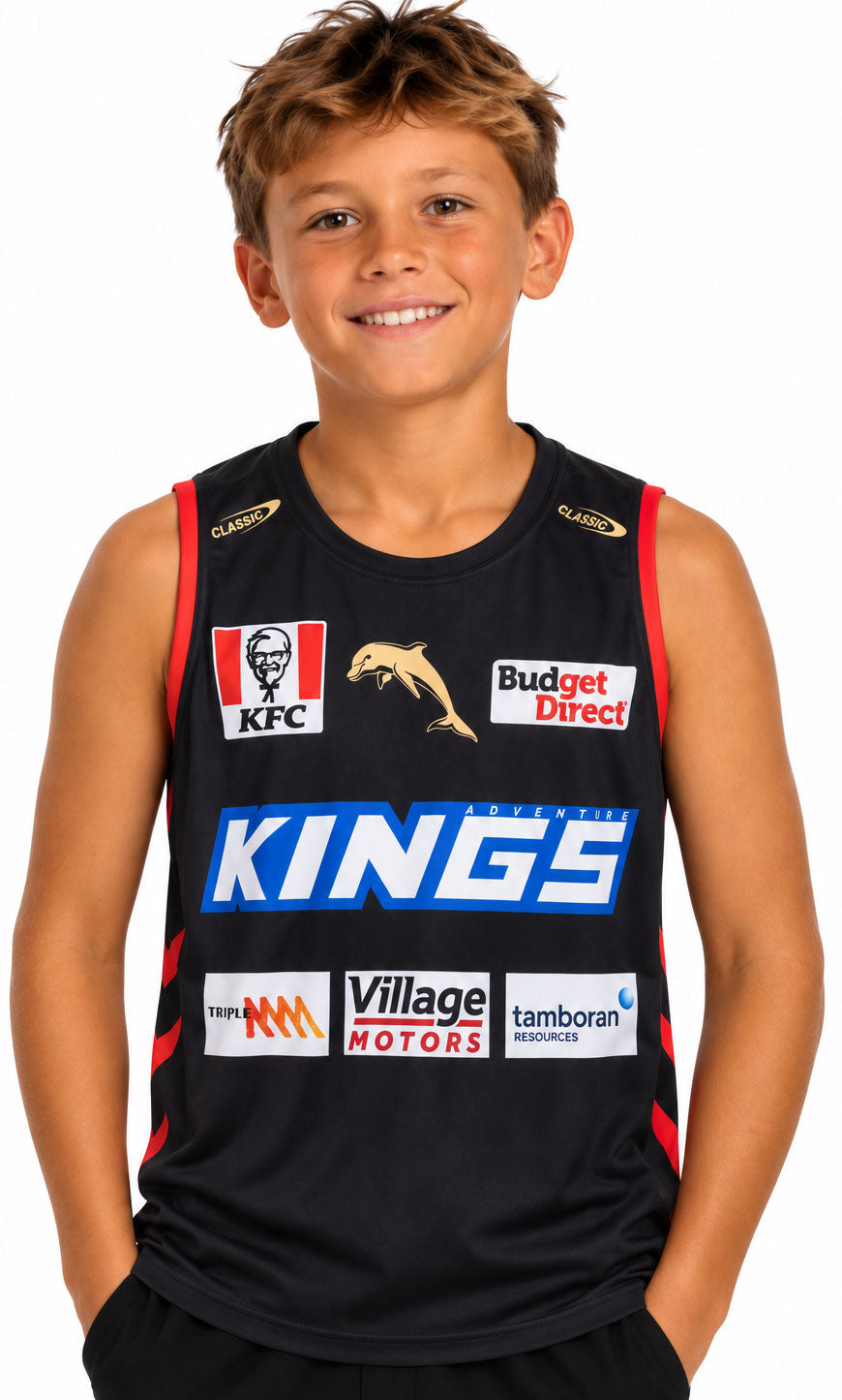Redcliffe Dolphins NRL Kids Training Singlet