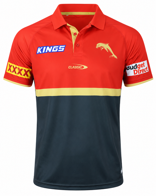 Redcliffe Dolphins NRL Mens Media Polo Shirt